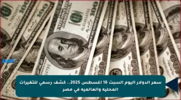 سعر الدولار اليوم السبت 16 أغسطس 2025.. كشف رسمي للتغيرات المحلية والعالمية في مصر